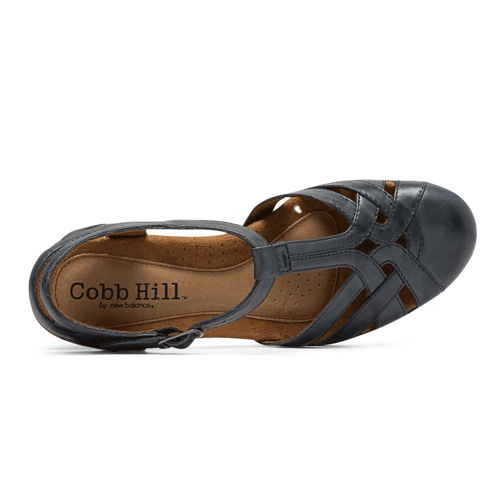 Sandalias Rockport Mujer Mexico - Cobb Hill Aubrey T-Strap Gay Marino - BINED8194